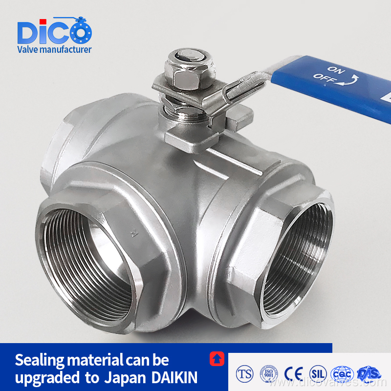 NPT L/T Port Three Way Industrial ball valve