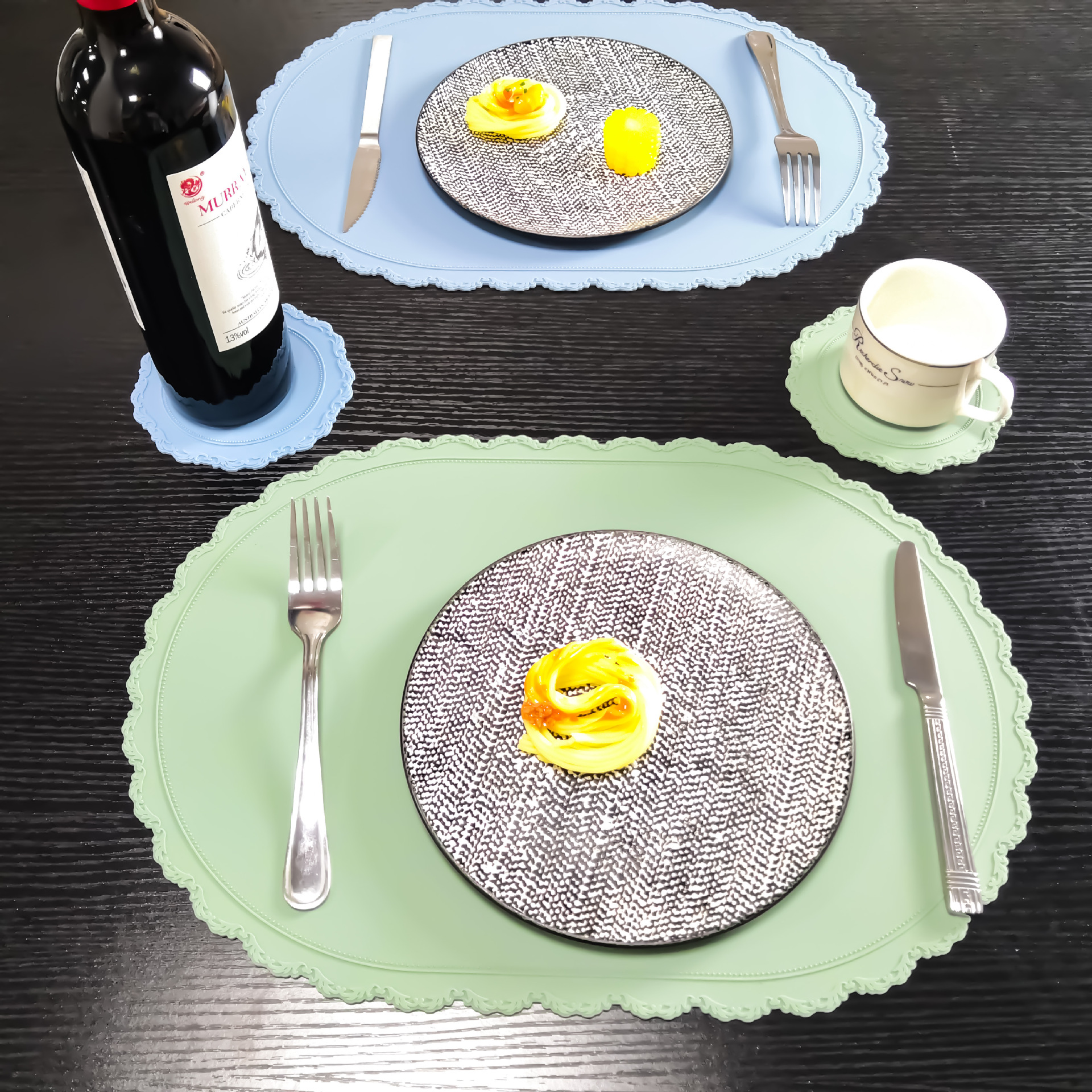 silicone table mat and cup mat set MFZ-I014