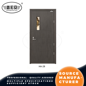 Porta tagliafuoco in acciaio inossidabile con venature del legno con pannello visivo