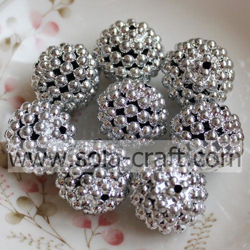 Sparkling Gold Color Acrylic Rhinestone Berry Beads for Jewelry Accessories