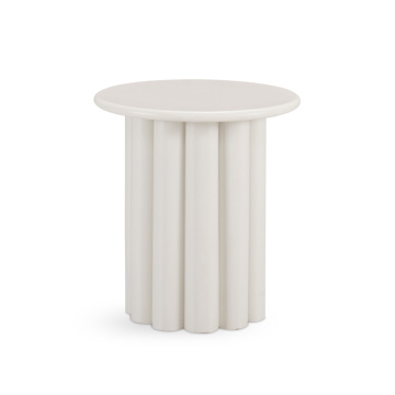 Unique Design White Solid Wood Round Side Table