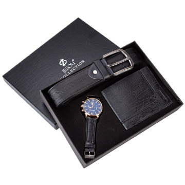 Exquisite Men's Gift Set: Belt Watch and Wallet with Self-Setting Mechanism in Elegant Packaging