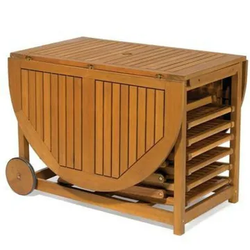 Wooden Table And Stowable Chairs, Table with chair