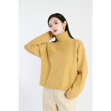 Long-sleeved Knit Top with Stand Collar