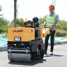 Buen diseño de 800 kg caminata detrás de la dirección hidráulica Doble tambor vibratorio Roller