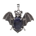 Blue Goldstone 13X18mm Cabs Antique Silver Alloy Antique Silver Alloy Bat Pendant for DIY Making Jewelry