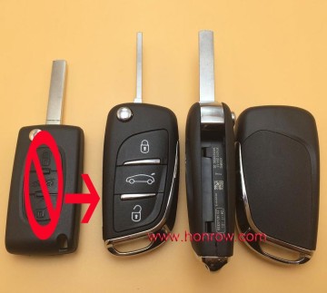 New arrival citroen 3 button flip remote key blank with VA2 307 Blade with battery place for citroen car key