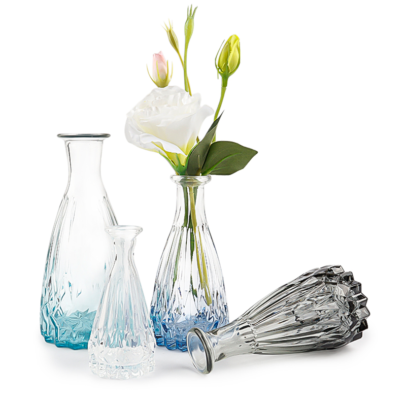 Gradient Color Flower Glass Vase