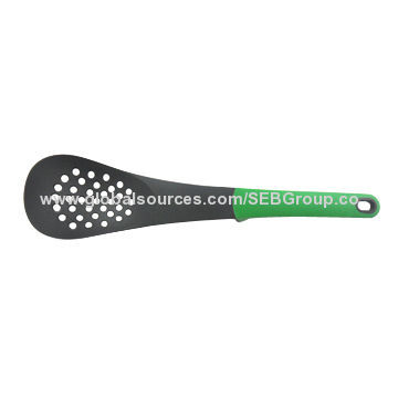 Nylon kitchenware slotted spoon, available in color, size, shape and material