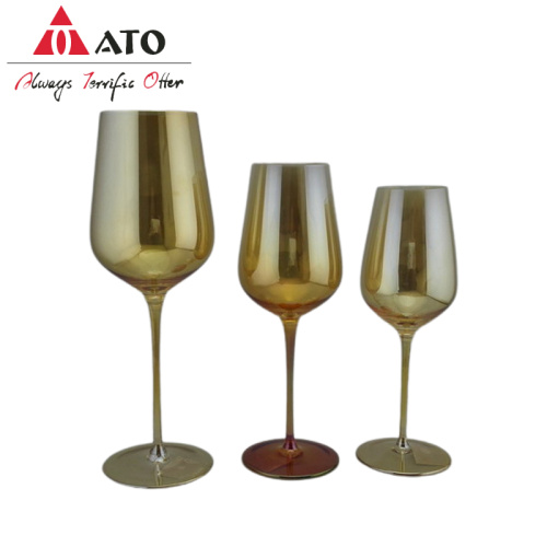 Golden color clear crystal red wine glass