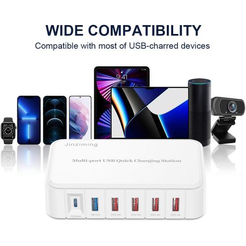 6-Ports PD20w Charger for iPhone 12 Charger Travel