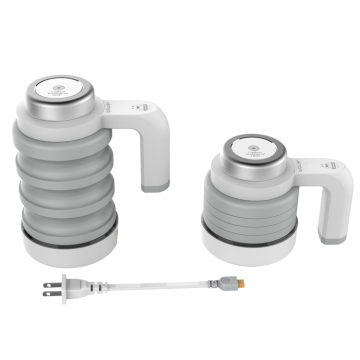 12 V faltbarer elektrischer Wasserkessel für Auto - 550 ml Silikon -Zusammenklappkessel mit LED -Temperaturanzeige