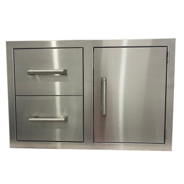 33 Inch Heat Resistance Kitchen Doors 2 Drawers Combo Stainless Steel Built In Drawers