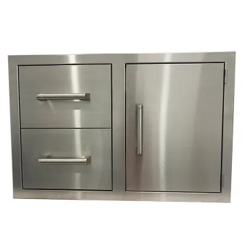 33 Inch Heat Resistance Kitchen Doors 2 Drawers Combo Stainless Steel Built In Drawers