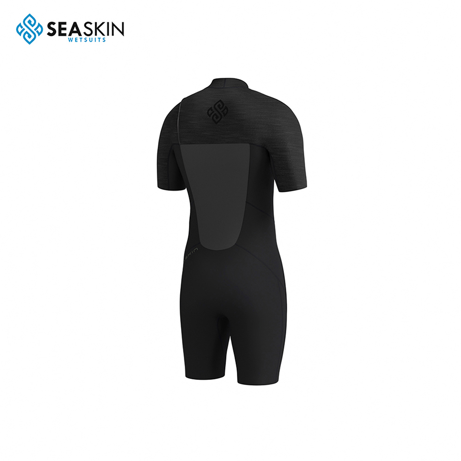 Seaskin Erkek Siyah Kısa Kollu Zipper Shorty Wetsuit