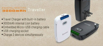 Universal Travel Ipad Charging Adapter Mini Mobile Phone Charger With Build-in Battery