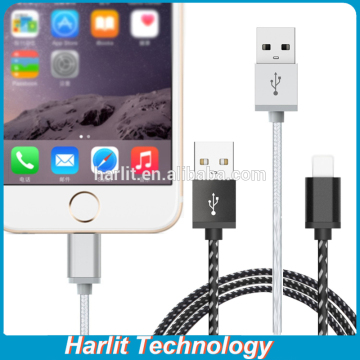 Nylon Fabric Braided USB Data Cable Metal Plated 2.4 A Fast Charge Black Color 1 Meter