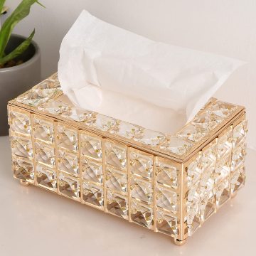 European-Style Luxury Crystal Tissue Box for Modern Hotels