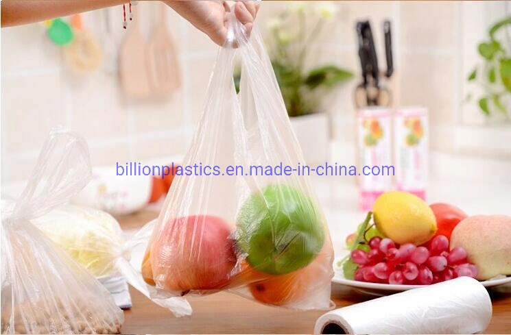 Wholesale Transparent Vest Custom Supermarket Plastic Shopping Custom Fruit Packaging Bag.