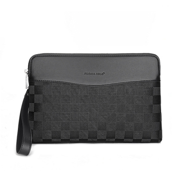 Pu Leather Clutch Zipper Plaid Bag Business Casual Briefcase Fashion Trend Handbags Men High Quality New Trend