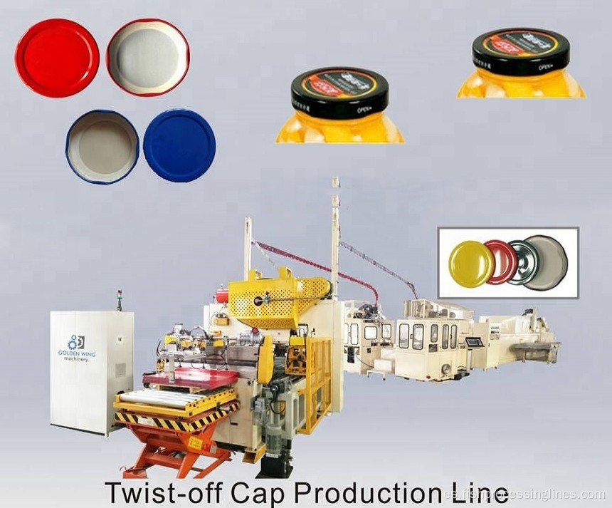 Twist Off Cap Línea de producción de tapas de tarros de vidrio