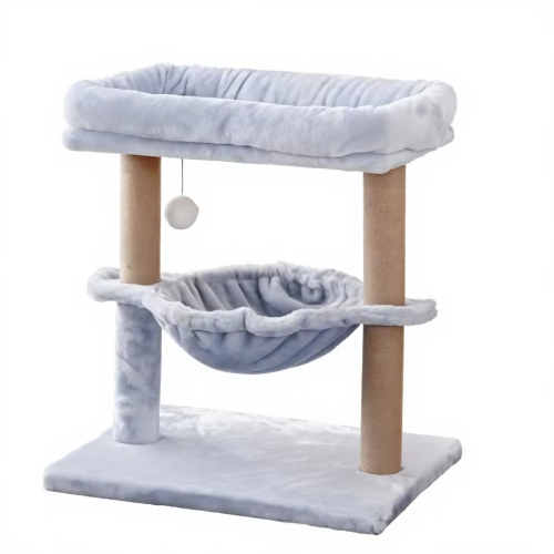 Natural Velvet Luxury Cat Scratcher Tower Indoor Climbing Condo 1 Level Resting House Large Cats