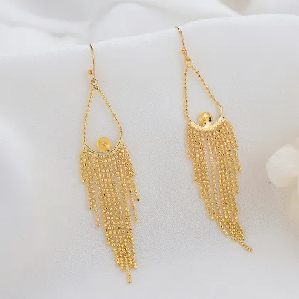 Unique Design 14K Gold Plated Can Match Pearls Long Tassel Earrings
