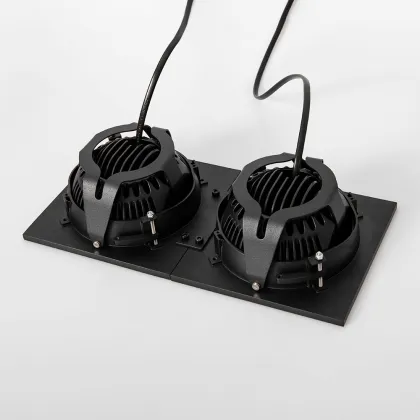 Square Nordic Indoor IP21 LED Downlight - 2X30W Recessed Adjustable Commercial Double Head