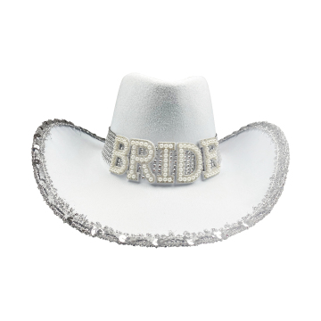 White Bachelorette Party Hats: Bride Cowboy & Cowgirl Hats for Bridal Shower