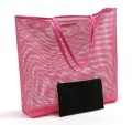 Mädchen Sommer rosa Mesh Tote Taschen attched Reißverschlusstasche