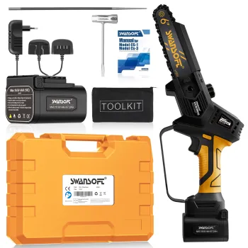 Swansoft Battery-Powered Pruning Pole Saw - Mini Cordless Chainsaw