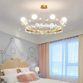Nordic Crown Hanging Pendant Light LED Lamp for Kids Chandelier