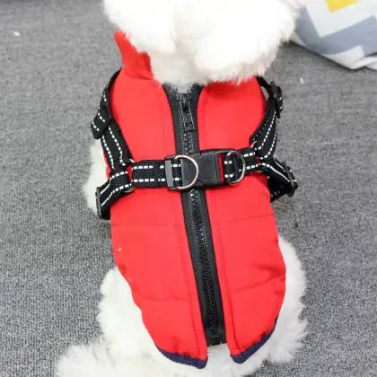 Teddy Skiwear Zipper Vest for Dogs: Thick Autumn and Winter Padded Coats
