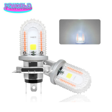 F2WORLD Motorcycle LED Headlights H4 H6 BA20D Strobe CSP Spotlight Fog Light