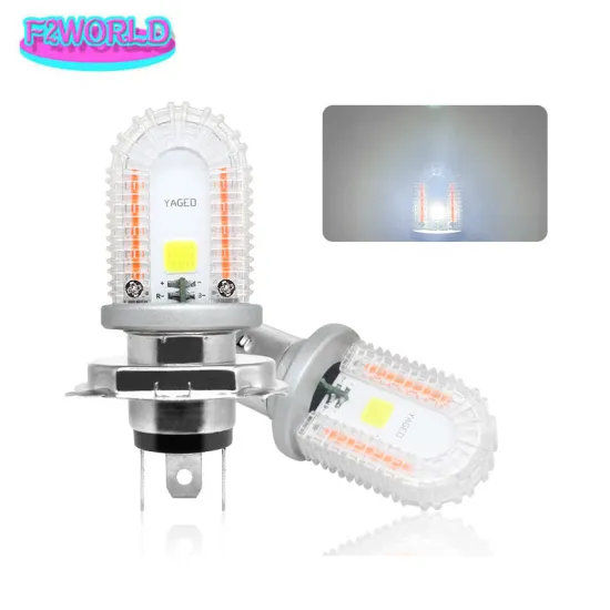 F2WORLD Motorcycle LED Headlights H4 H6 BA20D Strobe CSP Spotlight Fog Light