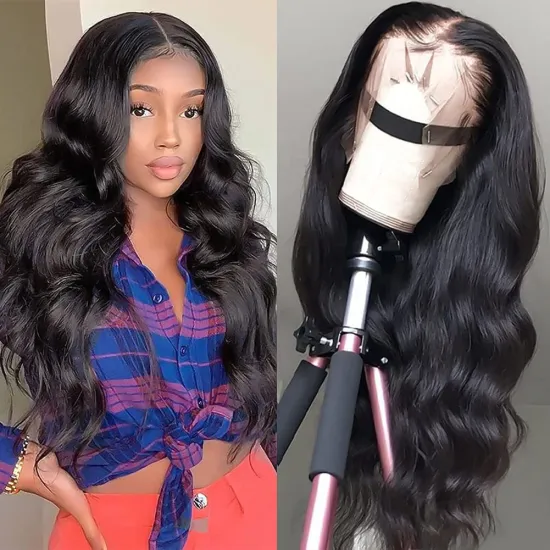 Body wave Lace Front Human Hair Wig Brazilian Virgin Human Hair 13X4 Lace Frontal Wig Pre Plucked With Baby Hair Natural Black