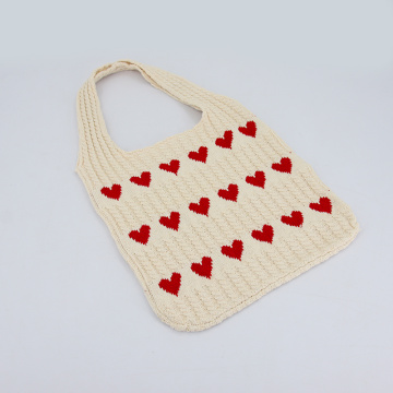 Beg Tote Heart Crochet Custom Cute