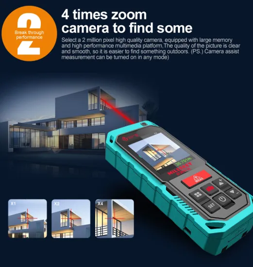 Mileseey Outdoor Laser Distanc Meter 100m 4x Zoom Laser Measurement Distance Bluetooth Digital rangefinder with Camera