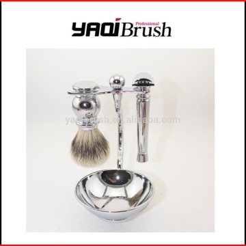 shaving bowl badger shaving brush set and stand;mens grooming kit;brass safety razors