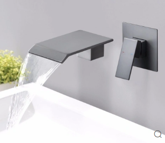 Wall Mounted Concealed grey Waterfall Basin Faucet