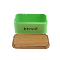 Petite boîte à pain rectangle avec couvercle en bambou
