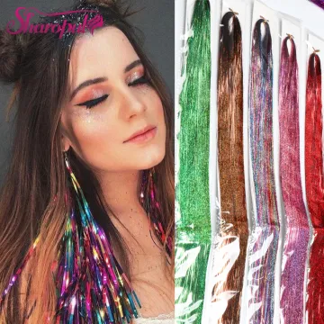 Hair Tinsel  Glitter Extensions 18 Colors Set Shiny Fairy Hair Dazzle Glitter Hair Extensions