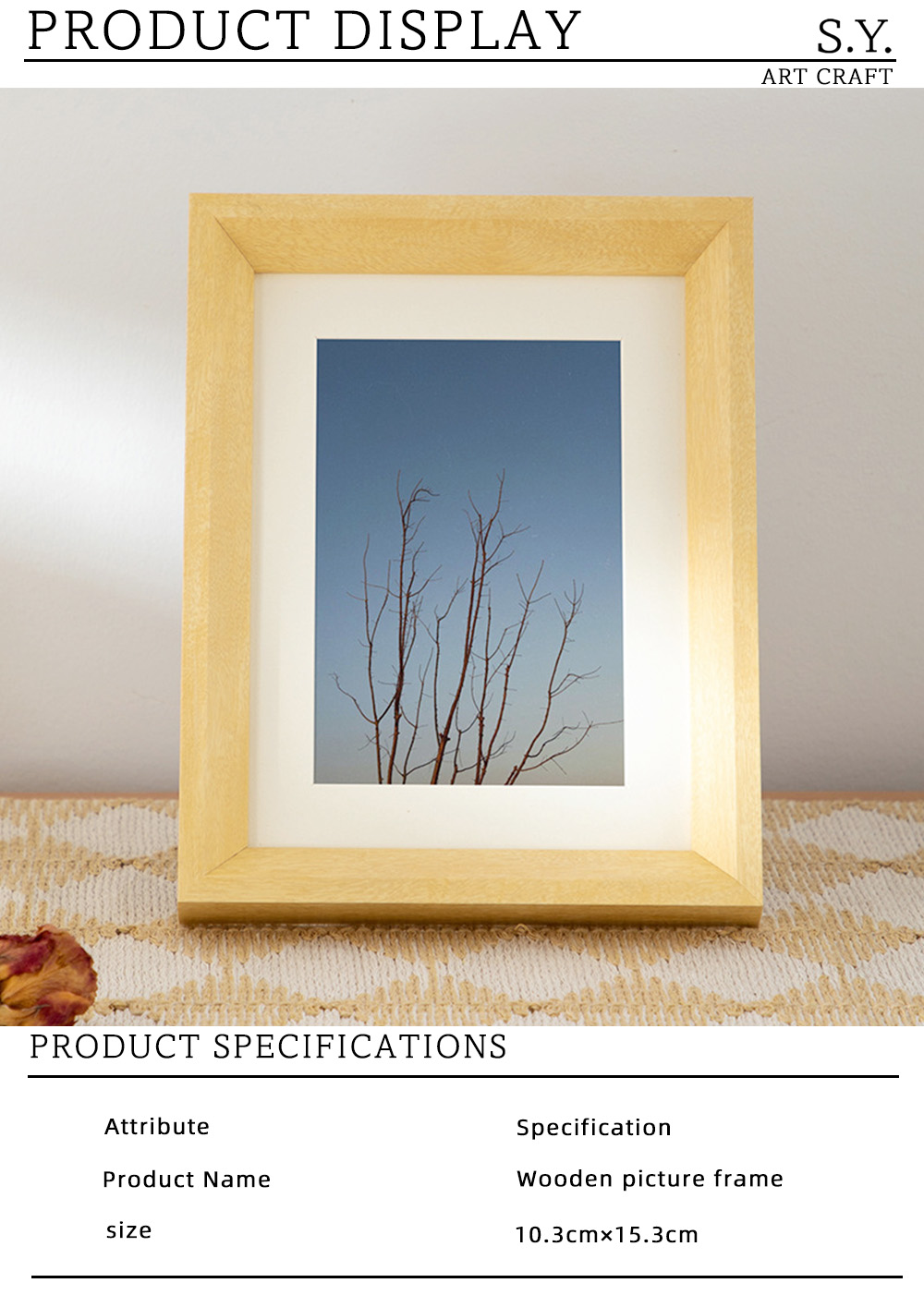 Elegant Natural Wooden Frame for Photos X