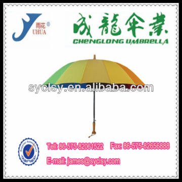 27"*16K Promotion Automatic Wooden Handle Rainbow Golf Umbrella