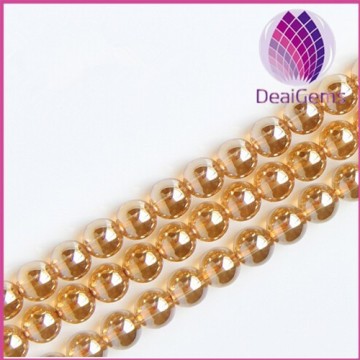 2015 hotsale champagne color 6mm citrine round gemstone beads for jewelry