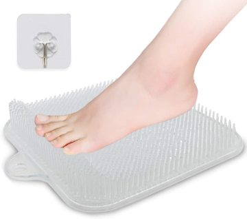 Non-Slip PVC Rectangular Shower Foot Scrubber and Cleaner with Suction Cups: Easy Bathtub Foot Care Brush Massager Mat