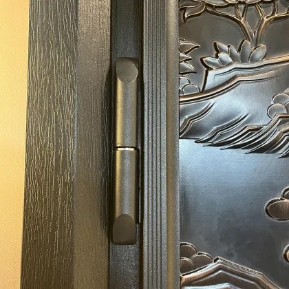 Exterior Double Main Door Carving Design: Armored Aluminum and Wood Doors
