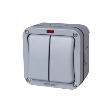 Salzer SAF2-A003 2 gang 2 voies étanche IP66 commutateurs 20A 250VAC avec LED