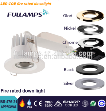 Fullamps 12W fixed fire rated downlight with BS476 sharp cob chip fire rated PC Lens IP65 fire proof