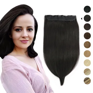 Silky Straight One Piece 5 Clips Quad Weft Clip in Remy Human Hair Extensions Half Head Clip on Hair